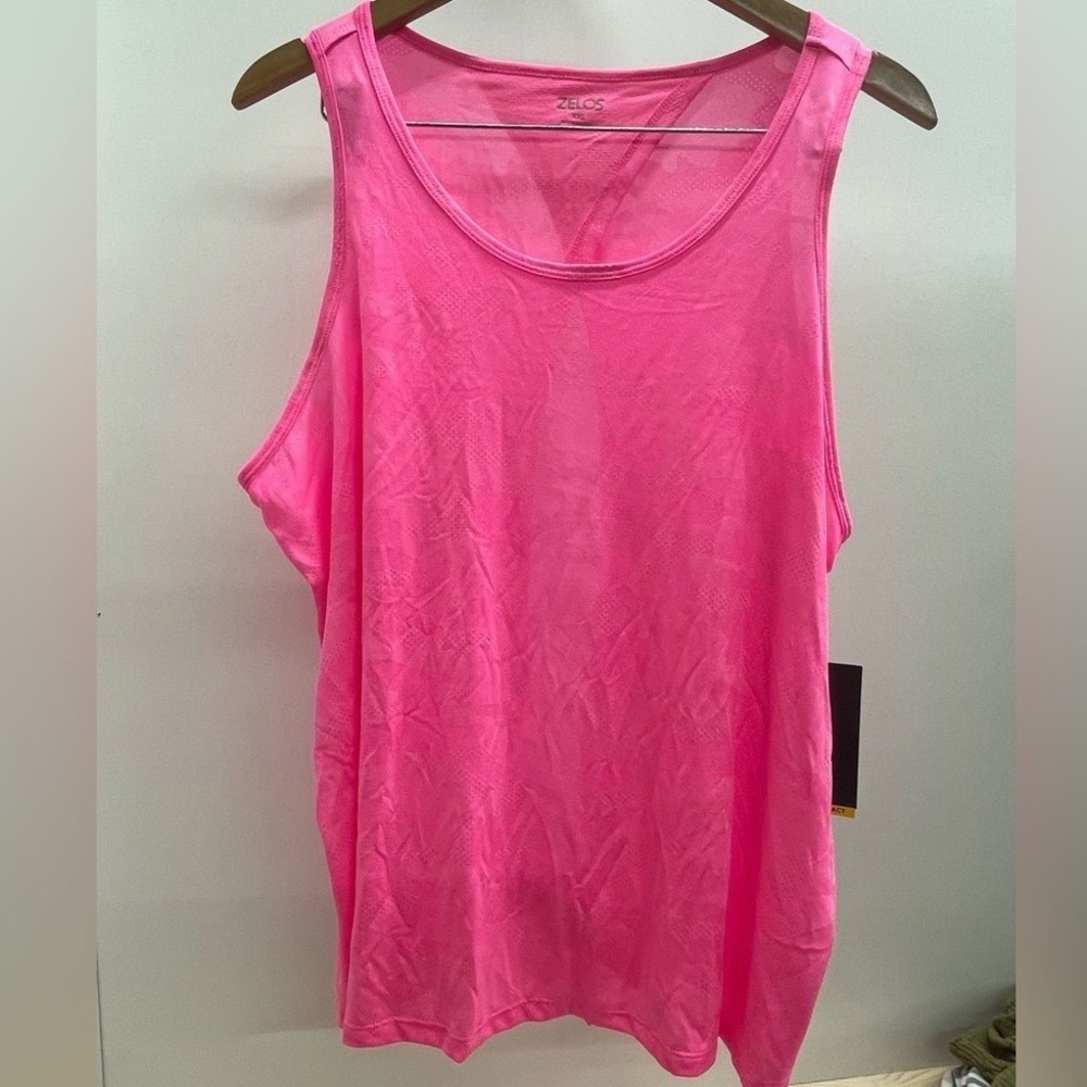 Zelos XXL Neon Pink Mesh Tie Back Activewear Tank Top Sleeveless Workout‎ NWT